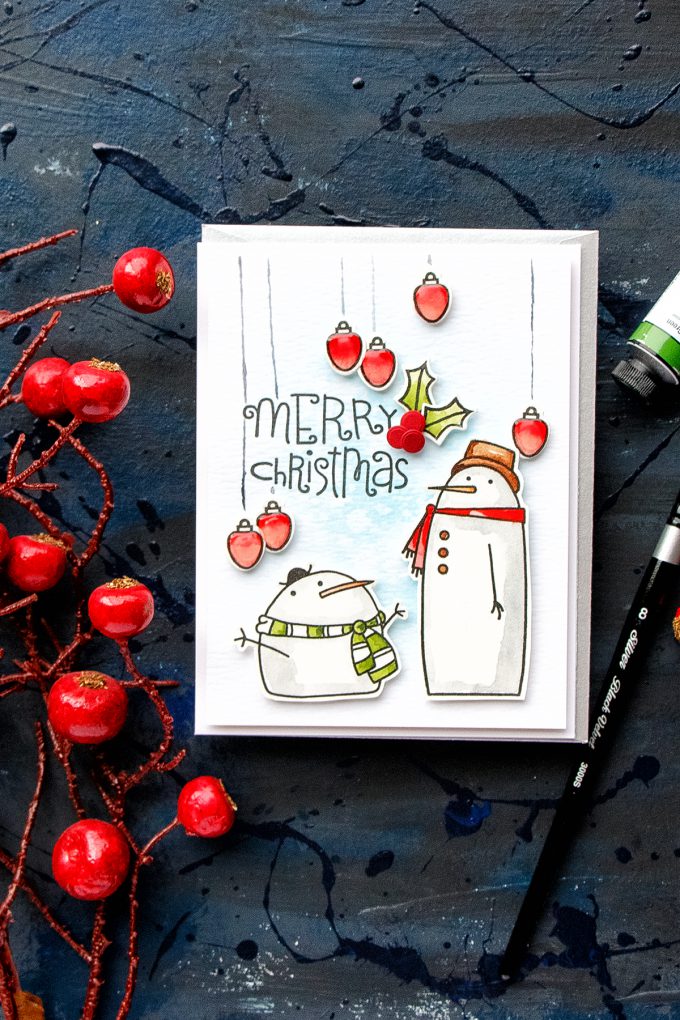 Paper Smooches | Christmas in July! Merry Christmas Watercolor Card. Blog Hop + Giveaway