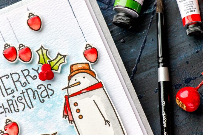 Paper Smooches | Christmas in July! Merry Christmas Watercolor Card. Blog Hop + Giveaway