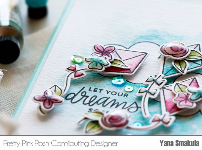 Pretty Pink Posh | Let Your Dreams Soar Watercolor Card by Yana Smakula using Fly a Kite and Bold Blooms stamp sets
