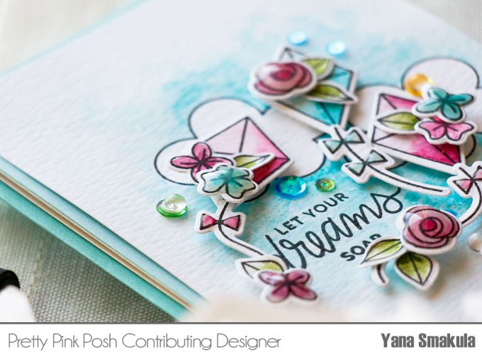 Pretty Pink Posh | Let Your Dreams Soar Watercolor Card by Yana Smakula using Fly a Kite and Bold Blooms stamp sets