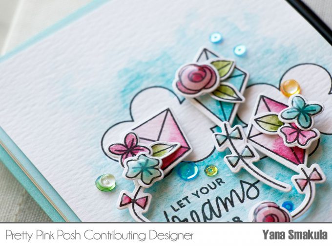 Pretty Pink Posh | Let Your Dreams Soar Watercolor Card by Yana Smakula using Fly a Kite and Bold Blooms stamp sets