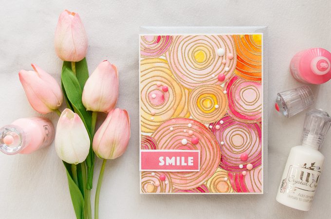 Simon Says Stamp | Bold Watercolor Flowers with Circle Doodle Stamp. Smile card by Yana Smakula