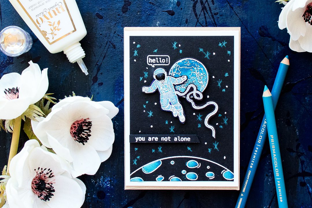 Hero Arts | You Are Not Alone - Astronaut Card. August My Monthly Hero Blog Hop + Giveaway