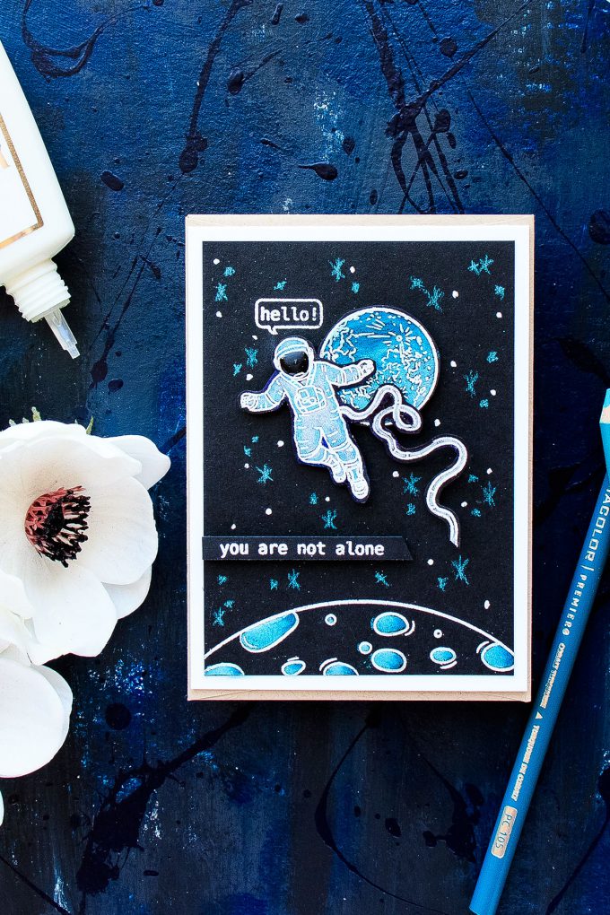 Hero Arts | You Are Not Alone - Astronaut Card. August My Monthly Hero Blog Hop + Giveaway