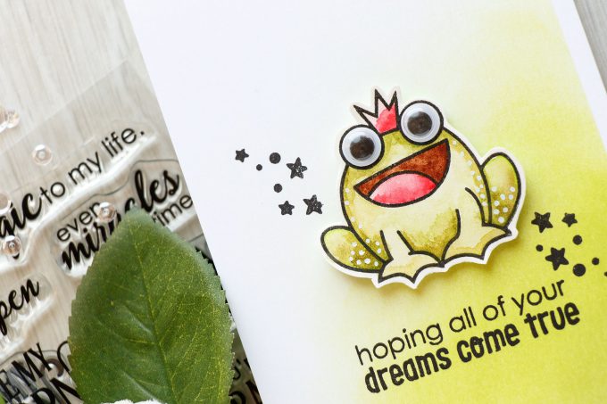 Paper Smooches | Hoping Your Dreams Come True card by Yana Smakula. Princess frog.