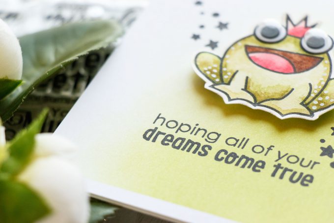 Paper Smooches | Hoping Your Dreams Come True card by Yana Smakula. Princess frog.