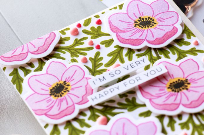 Right At Home | Dimensional Anemones Background - I'm So Very Happy For You Card by Yana Smakula