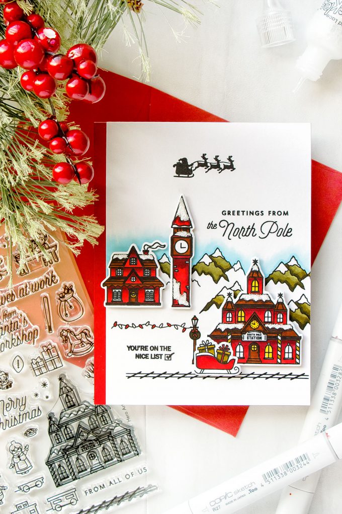 Hero Arts | Greetings From The North Pole Christmas Village Card by Yana Smakula