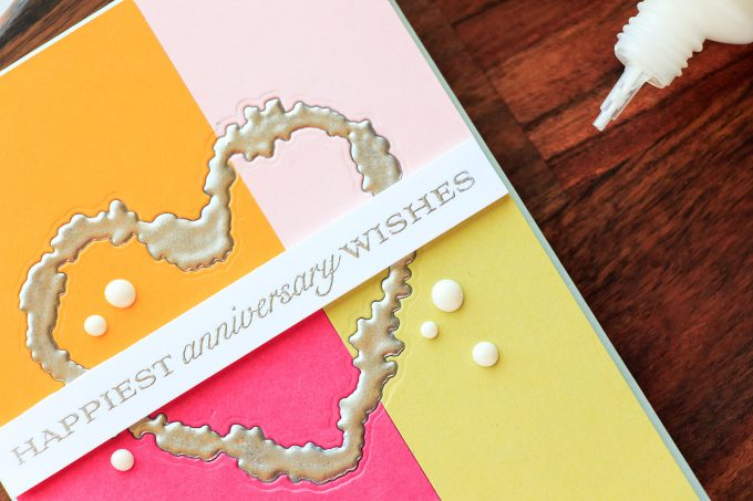 PTI | Faux Iron Embellishments With Embossing Powder. Happiest Anniversarry Wishes Color Blocked Cards by Yana Smakula using To Have & To Hold from PTI