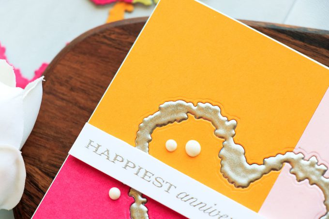 PTI | Faux Iron Embellishments With Embossing Powder. Happiest Anniversarry Wishes Color Blocked Cards by Yana Smakula using To Have & To Hold from PTI