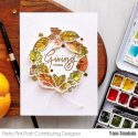 Pretty Pink Posh | Fall Leaves Watercolor Wreath card by Yana Smakula