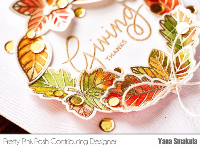 Pretty Pink Posh | Fall Leaves Watercolor Wreath card by Yana Smakula