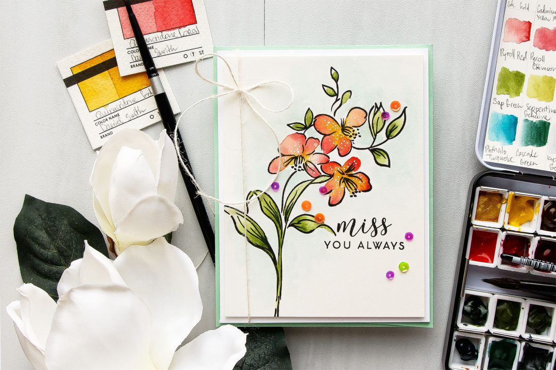 It’s STAMPtember! | Altenew Exclusive - Fabulous You. Miss You Always Watercolored Card by Yana Smakula