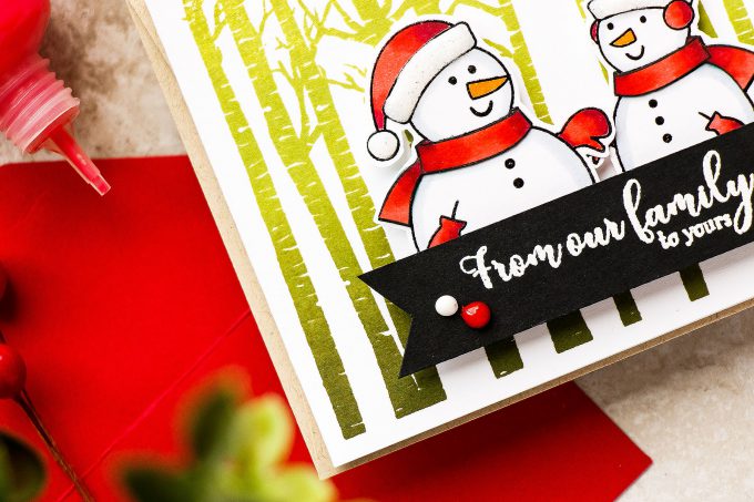 It’s STAMPtember! | Gina K Exclusive - Warmer With You. From Our Family To Yours Snowman Card by Yana Smakula