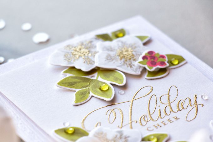 WPlus9 | Holiday Cheer with Hellebore Builder Stamp Set. Handmade Christmas card by Yana Smakula