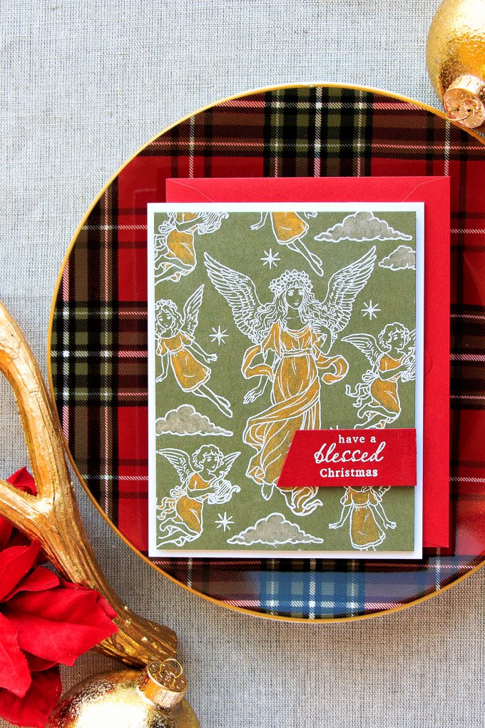 Hero Arts | Have A Blessed Christmas Card using Angles stamp set. Project by Yana Smakula