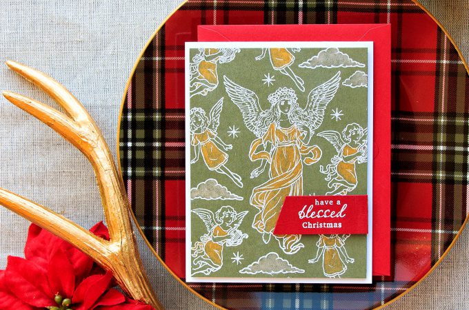 Hero Arts | Have A Blessed Christmas Card using Angles stamp set. Project by Yana Smakula