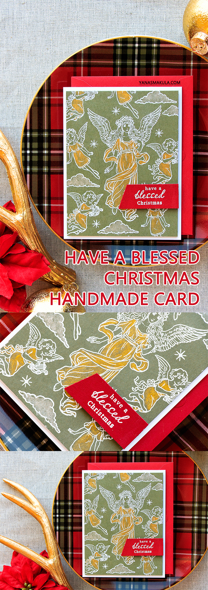 Hero Arts | Have A Blessed Christmas Card using Angles stamp set. Project by Yana Smakula