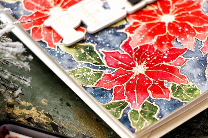 Card Making Therapy Blog Hop | Poinsettia Watercolor Background card by Yana Smakula. Video tutorial. Using Simon Says Stamp POINSETTIA stamp set