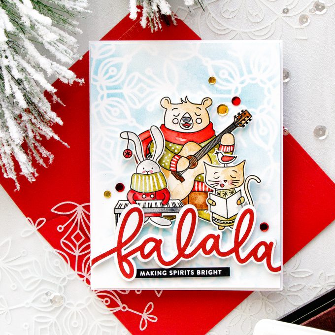 Simon Says Stamp | Fa La La - Making Spirits Bright Carolers Card by Yana Smakula