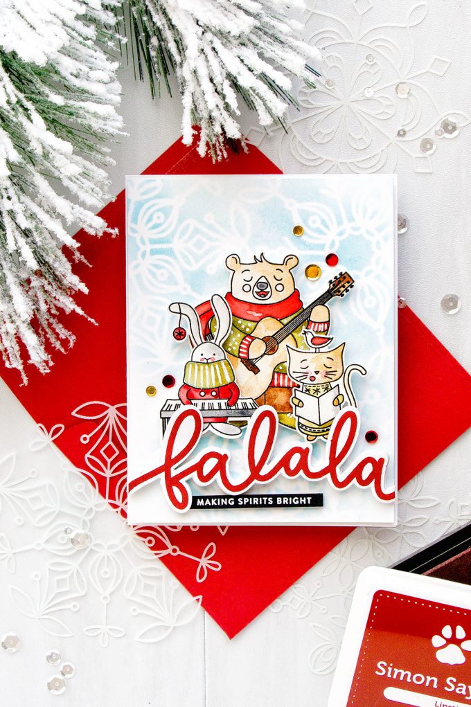 Simon Says Stamp | Fa La La - Making Spirits Bright Carolers Card by Yana Smakula