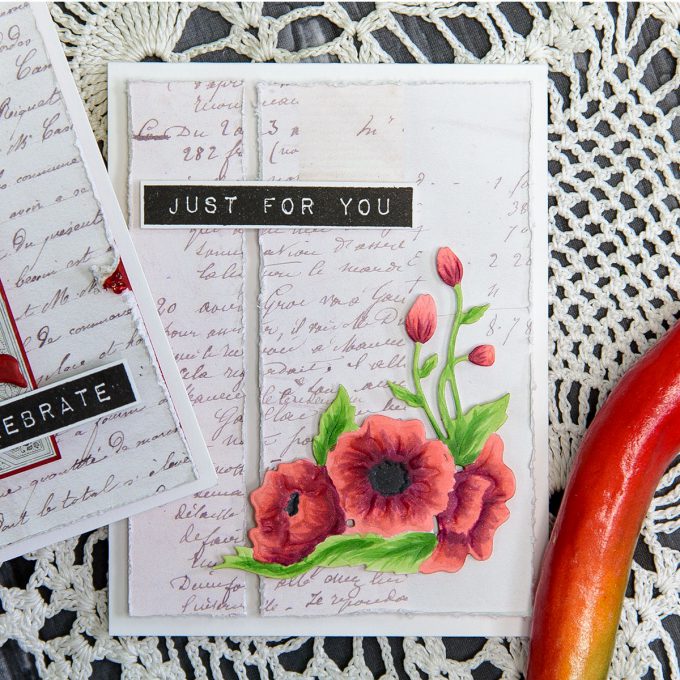 Just For You Card by Yana Smakula for Spellbinders using S3-292 Die D-Lites Corner Poppies Etched Dies