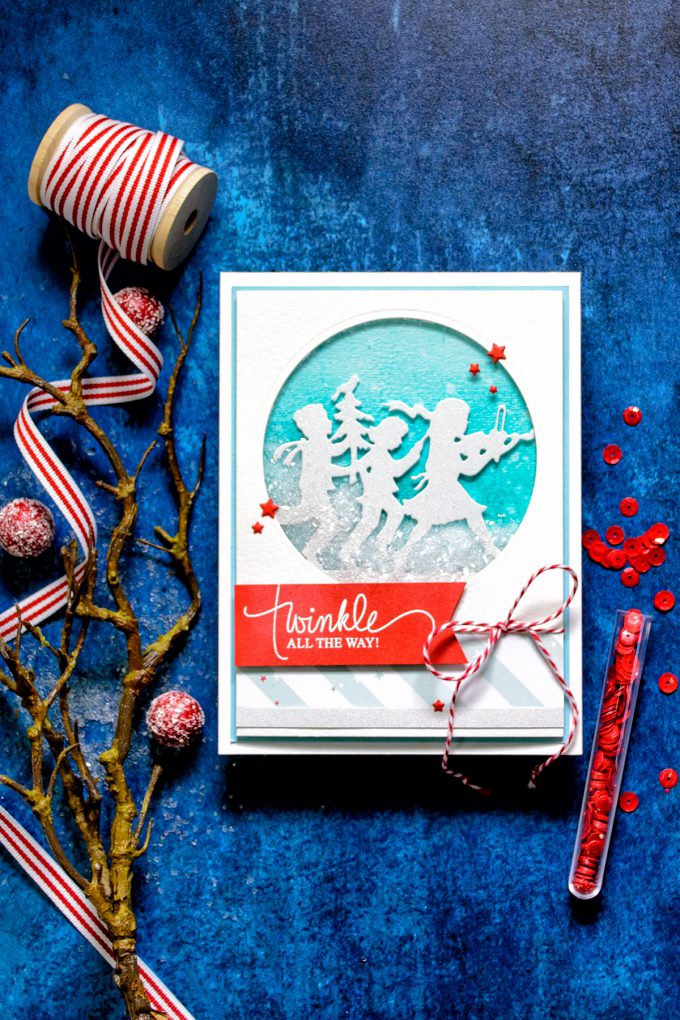 Spellbinders | Christmas Shaker – Twinkle All The Way Card by Yana Smakula using S4-828 Fa La La dies #diecutting #spellbinders #christmascard