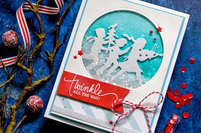 Spellbinders | Christmas Shaker – Twinkle All The Way Card by Yana Smakula using S4-828 Fa La La dies #diecutting #spellbinders #christmascard