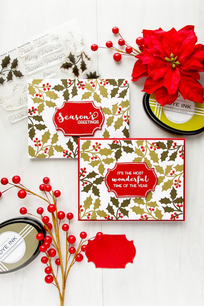 Papertrey Ink | Simple Modern (Stamped) Christmas Cards by Yana Smakula featuring Cutaway Tags: Winter Stamp Set. Video Tutorial. #cardmaking #papertreyink #christmascard