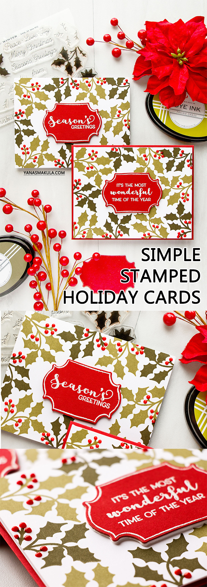 Papertrey Ink | Simple Modern (Stamped) Christmas Cards by Yana Smakula featuring Cutaway Tags: Winter Stamp Set. Video Tutorial. #cardmaking #papertreyink #christmascard