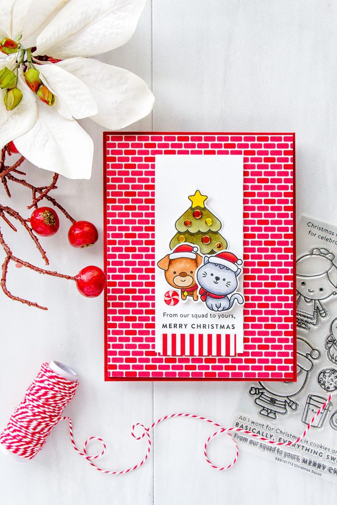 Simon Says Stamp | December 2017 Card Kit . From our squad to yours, Merry Christmas card by Yana Smakula. #simonsaysstamp #sssck #stamping #cardmaking #christmascard