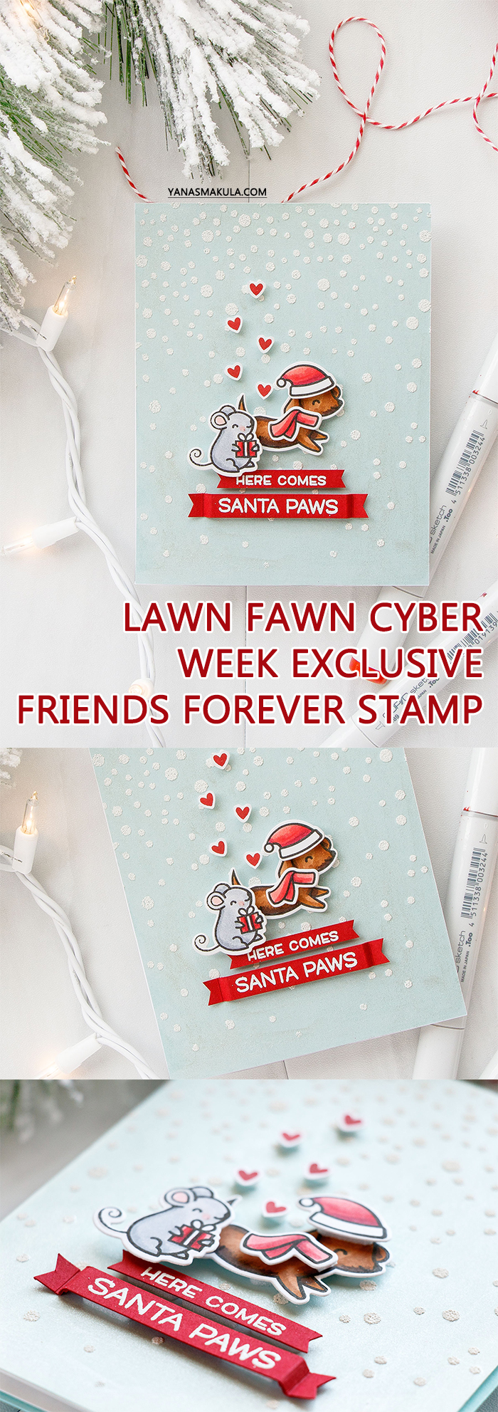 Simon Says Stamp | Lawn Fawn Cyber Week Exclusive Friends Forever Stamp Set. Video. Here Comes Santa Paws video by Yana Smakula #cardmaking #stamping #lawnfawn #simonsaysstamp