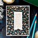 Simon Says Stamp | Christmas Lights on Black in Blue & White. Christmas Card by Yana Smakula #stamping #pencilcoloring #cardmaking