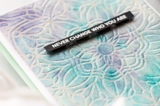 Simon Says Stamp | Never Change Who You Are - Stencilled Heat Embossed Background card by Yana Smakula #simonsaysstamp #cardmaking #handmadecard