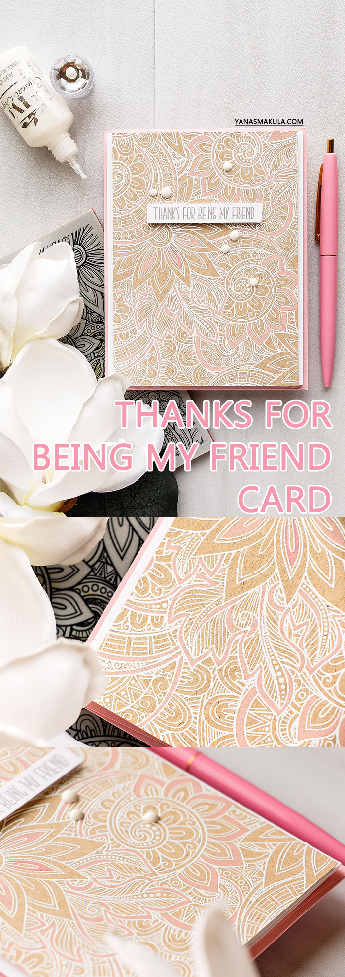 Simon Says Stamp | Thanks For Being My Friend card by Yana Smakula. Using SSS101763 Ornate Background stamp. #stamping #simonsaysstamp #yanasmakula