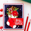 Simon Says Stamp | Suzy’s Classical Christmas Watercolor Prints - Joy To The Words Pencil & Watercolor card by Yana Smakula #simonsaysstamp #christmascard #cardmaking