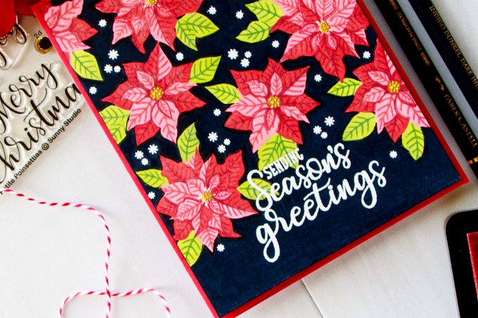 Sunny Studio | One Layer Vibrant Christmas Poinsettia Card on Dark Background. Video