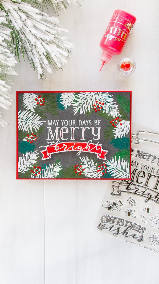 WPlus9 | Pencil Colored and Heat Embossed Holiday Card