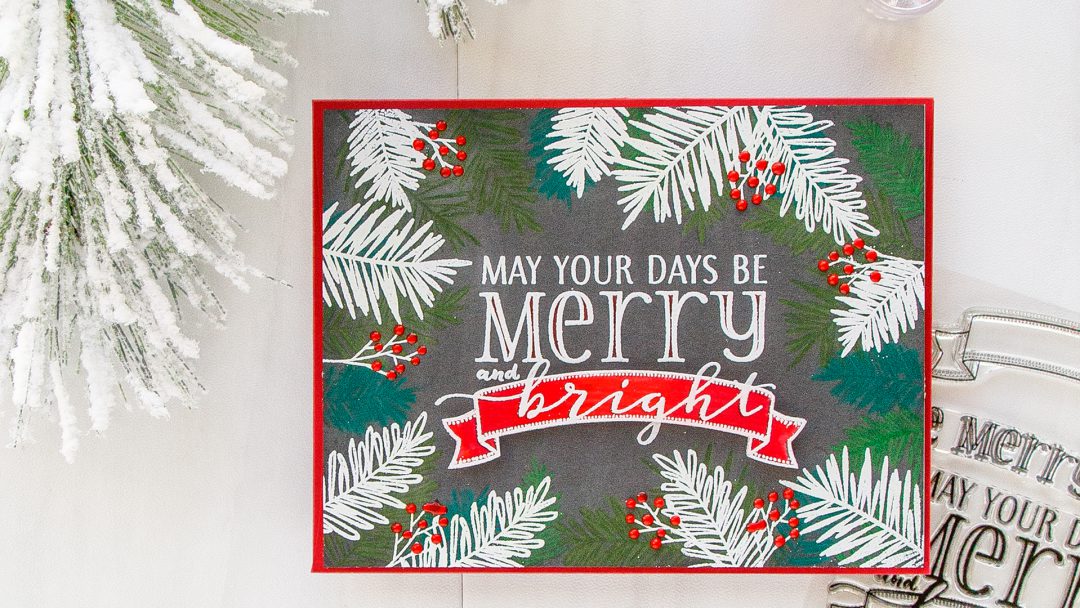 WPlus9 | Pencil Colored and Heat Embossed Holiday Card