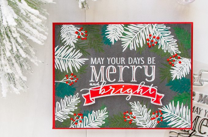 WPlus9 | Pencil Colored and Heat Embossed Holiday Card