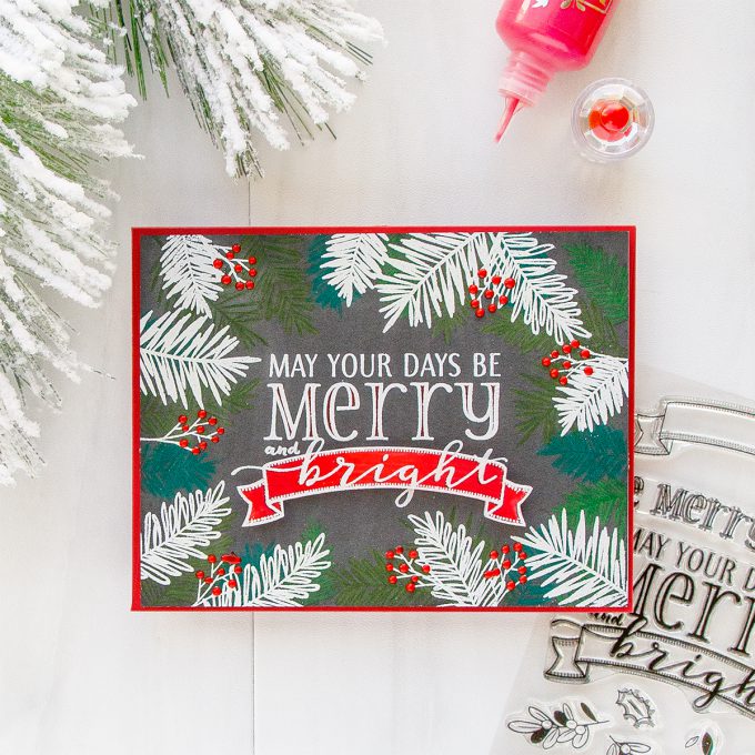 WPlus9 | Pencil Colored and Heat Embossed Holiday Card