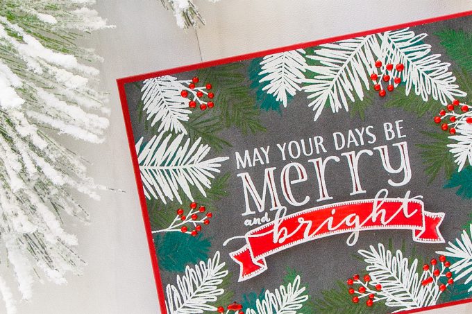 WPlus9 | Pencil Colored and Heat Embossed Holiday Card