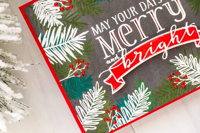 WPlus9 | Pencil Colored and Heat Embossed Holiday Card