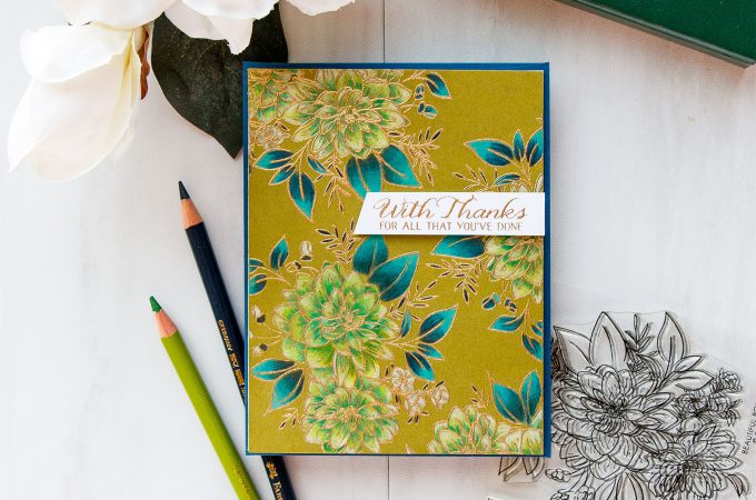 WPlus9 | Pencil Colored Floral Thank You Card
