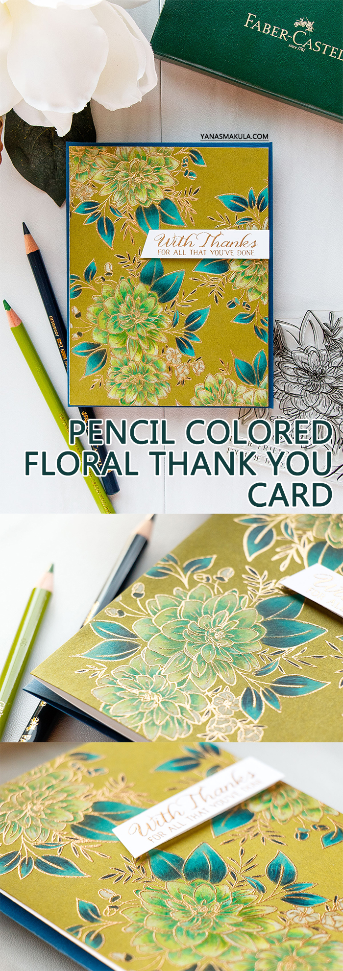 WPlus9 | Pencil Colored Floral Thank You Card 