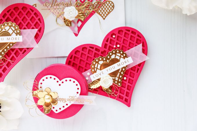 Shaped Valentine's Day Cards & Treat Boxes | Spellbinders January 2018 Large Die Of The Month. Project by Yana Smakula. #cardmaking #diecutting #stamping