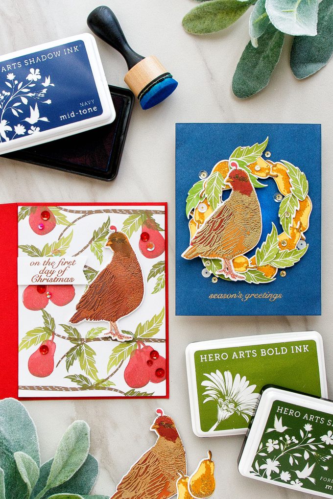 Hero Arts | Color Layering With Yana Series - Color Layering Partridge 2 Ways by Yana Smakula #heroarts #stamping #colorlayering #partridgeinapeartree 