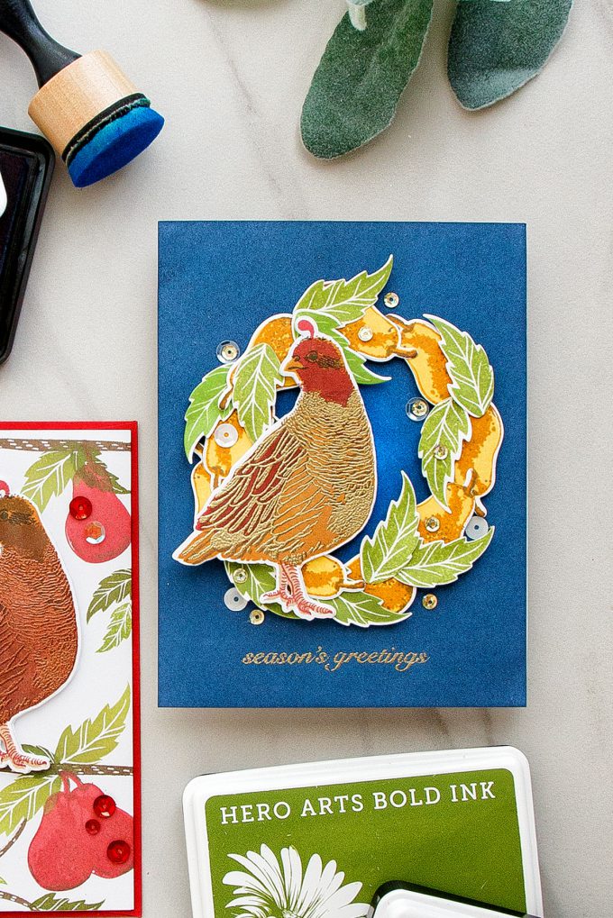 Hero Arts | Color Layering With Yana Series - Color Layering Partridge 2 Ways by Yana Smakula #heroarts #stamping #colorlayering #partridgeinapeartree 