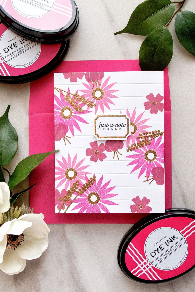 Papertrey Ink | Faux Stationery Stamped Cards. Video tutorial. Featuring Flower Power Stamp Set & Little Labels Stamp Set. #stamping #yanasmakula #stampedstationery #papertreyink #cardmaking #justanptecard