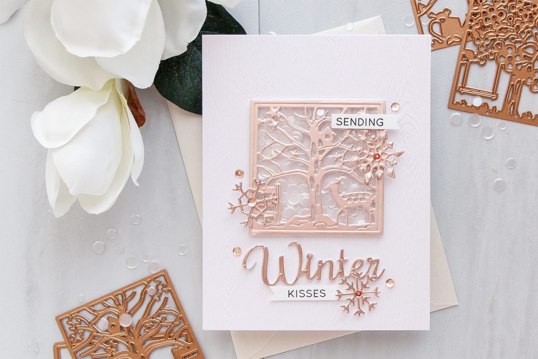 Spellbinders | Winter Wishes Clean & Simple Shaker Card by Yana Smakula for Simon Says Stamp. Using Spellbinders Four Seasons Silhouette dies S5-337 #wntercard #shaker #cardmaking #spellbinders #diecutting